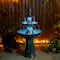 Glitzhome® 45" 3-Tier LED Turquoise Pedestal Lotus Ceramic Outdoor Floor Fountain